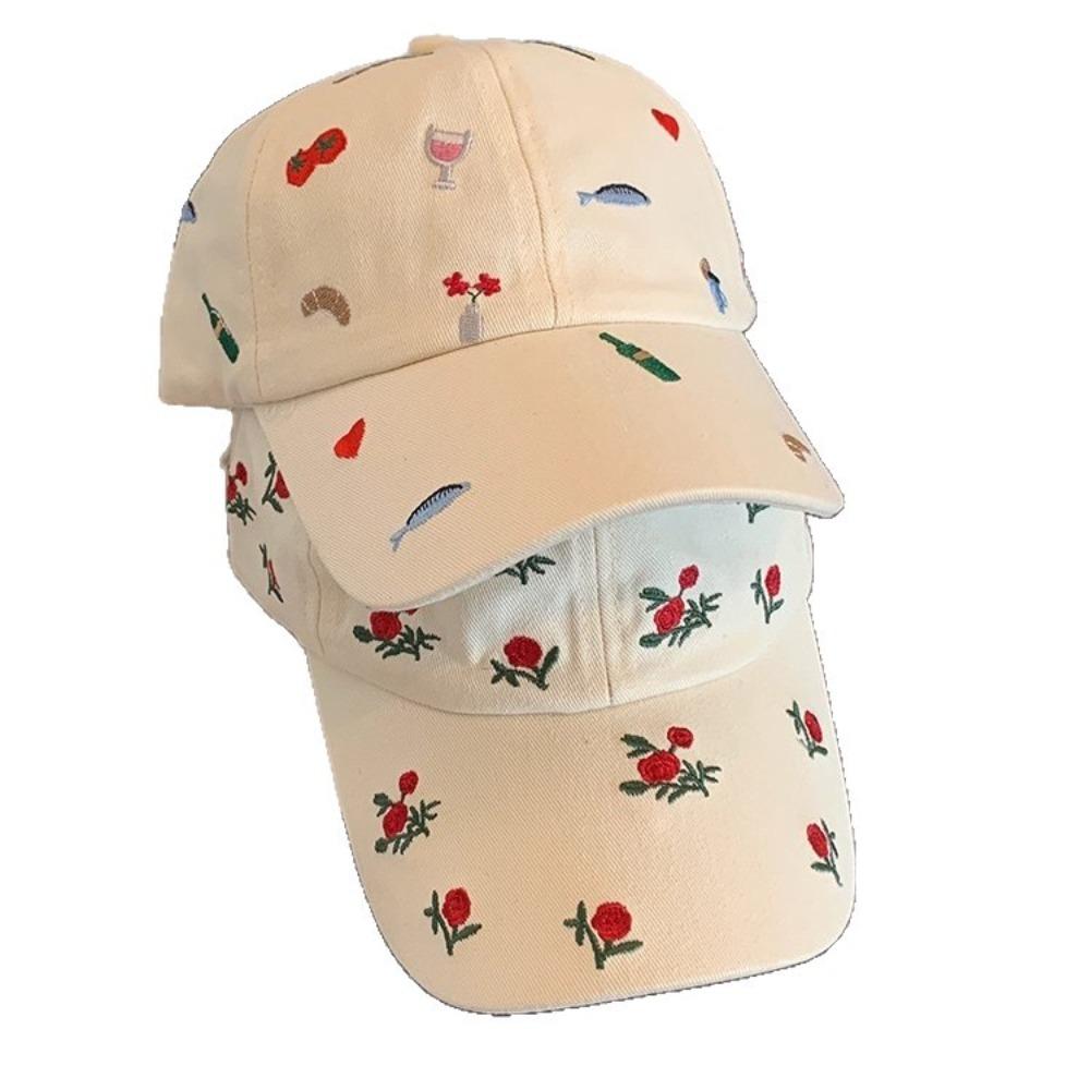 Breathable Embroidered Baseball Cap Sunshade Sun Hat Retro Sun Protection Cap Women