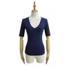 Damen V-Ausschnitt Halbarm T-Shirt Slim Fit Einfarbig Basic Lässig Crop Top