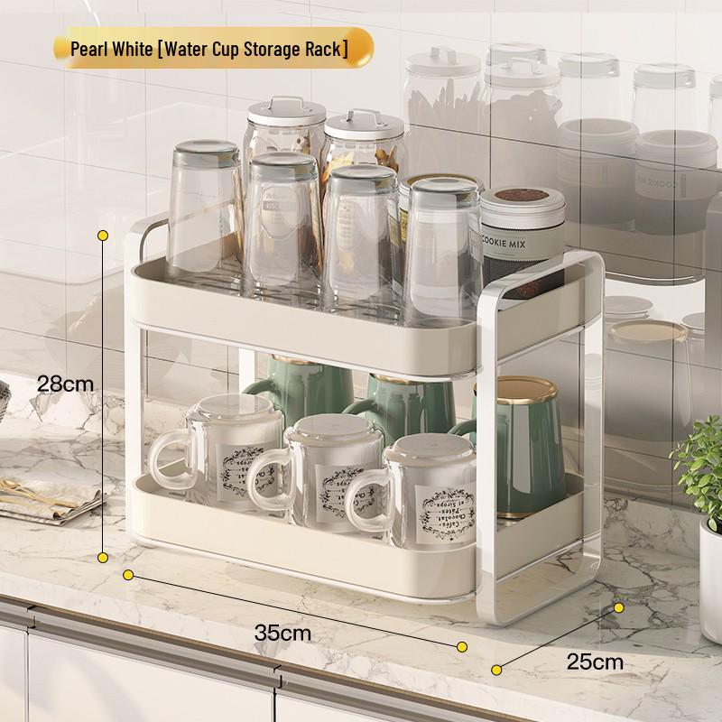 Multi-Layer Tea Set & Water Cup Storage Rack - Elegant Countertop Organizer