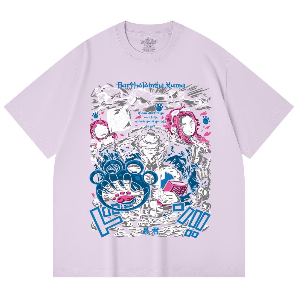 230 Gsm 100% Cotton One Piece V46 Kuma Print Unisex Heavy Cotton T Shirt