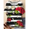 Women's Flower Print Versatile Top Casual Short Sleeve Loose Comfortable T-Shirts Women’s