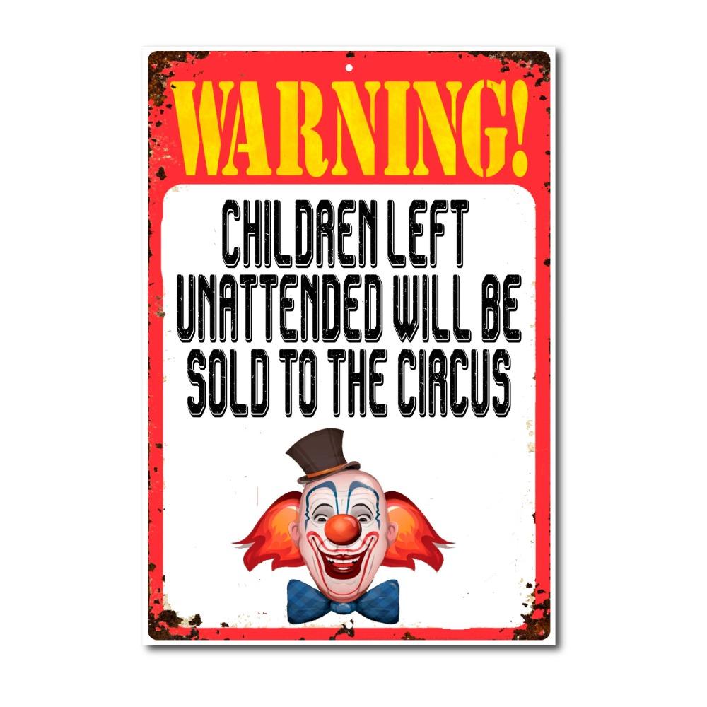 Vintage Circus Kinderen Verkocht Grappig Metalen Bord 8x12 Halloween Kerst Muurdecoratie Cadeau