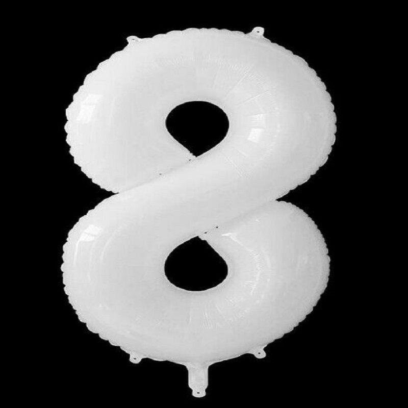 Large 40" White Giant Number Age Foil Balloons Helium Air Happy Birthday Party