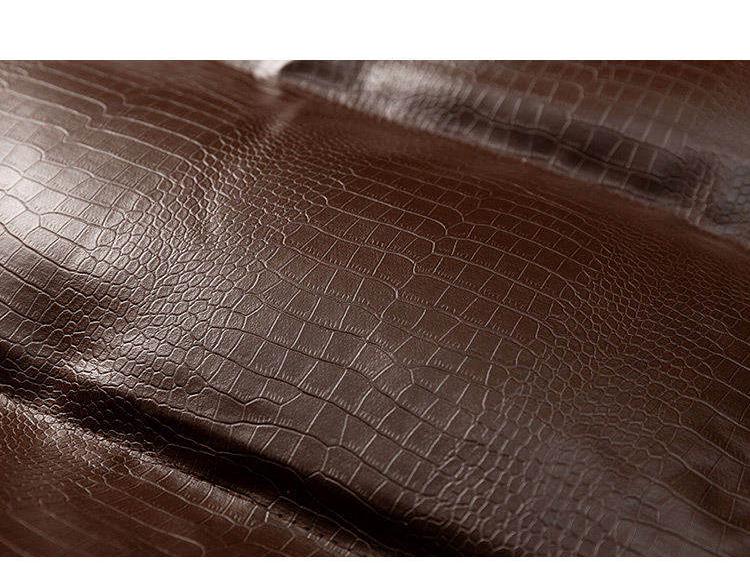 2025 Men's American Style Crocodile Pattern PU Leather Winter Jacket - Thick, Loose, Plus Size Cotton Coat