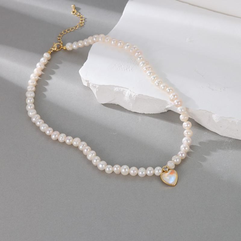 Натуральный пресноводный жемчуг персиковое сердце дизайн ожерелье темпераментная шейная цепочка элегантная цепочка на ключицу