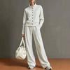 Womens 2026 Solid Color Stand Collar Hoodie Wide Leg Pants Set Loose Comfortable Casual Two Piece Outfit