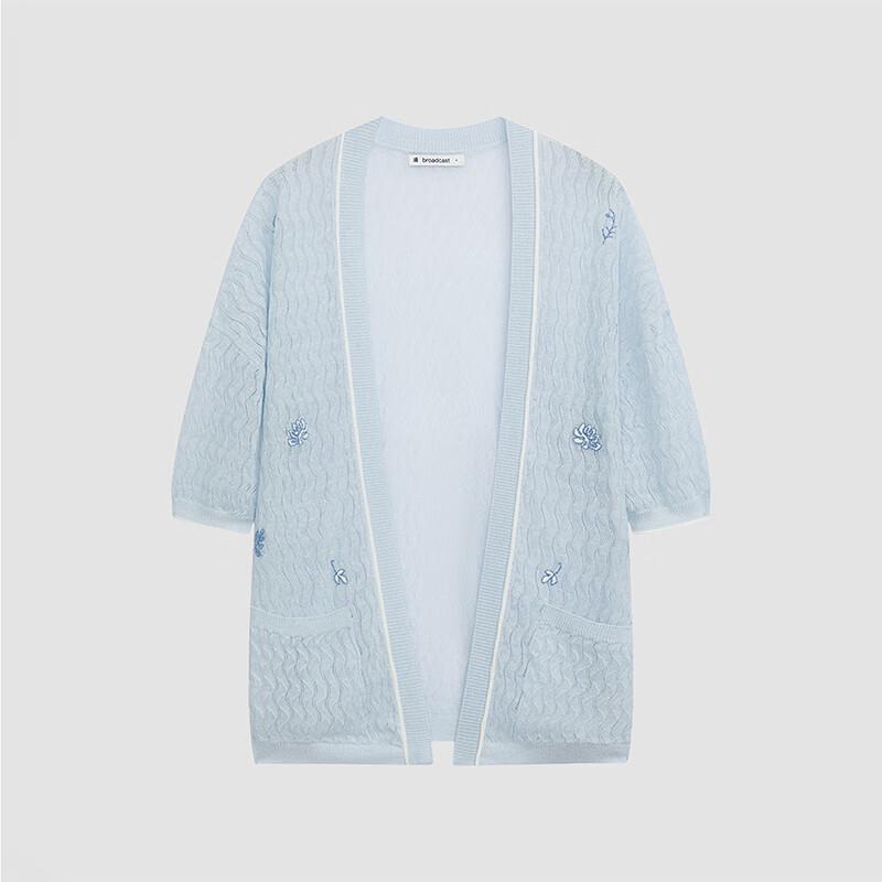 broadcast Women's Textured Embroidered Short Sleeve Cardigan
