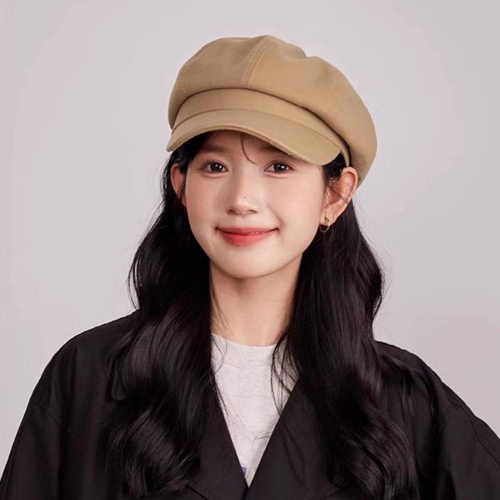 Achteckige Retro Baskenmütze Entenschnabel Malermütze Lässige Vintage Schiebermütze Mädchen