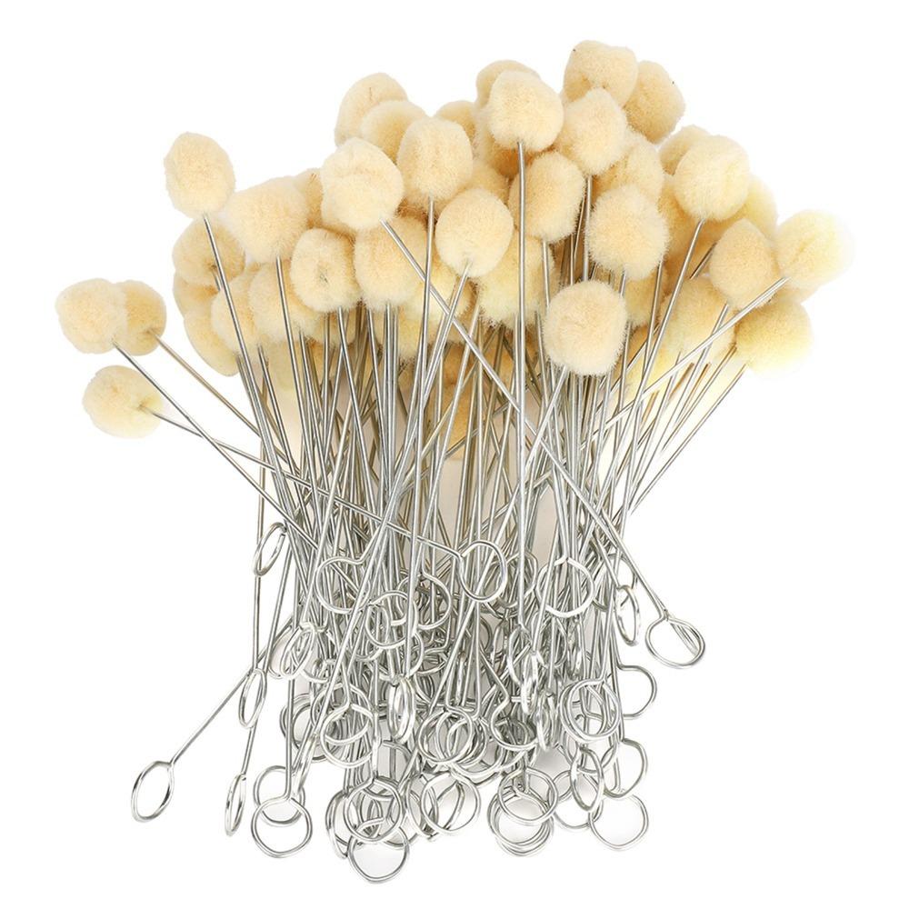 100pcs Metal Handle Wool Daubers Ball Shape Leather Dye Applicator Felt Ball Brush  Glue Application