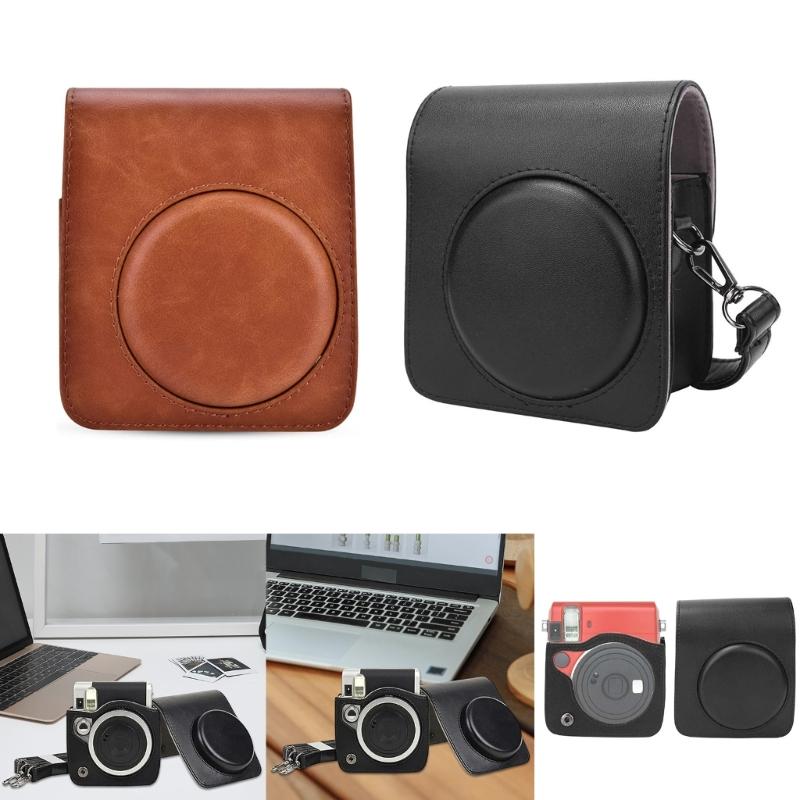 Camera Protective Cover Sleeve for Mini 70 Wear Resistant Storage Bag PU Leather Case with Removable Strap