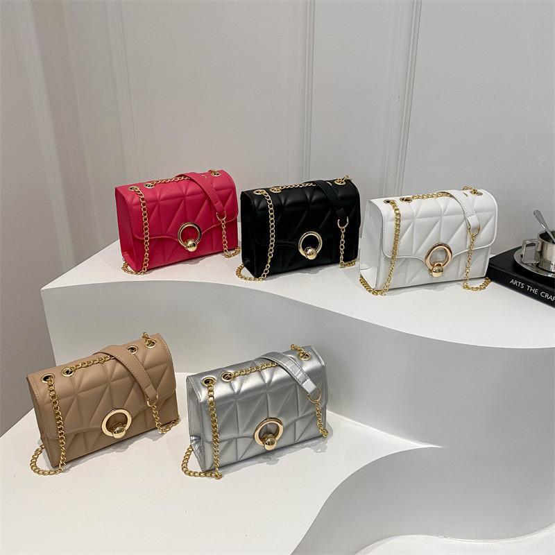 Gold Buckle Crossbody Bag For Women Summer Small Square Fashion Chain Shoulder Purse For Daily Use