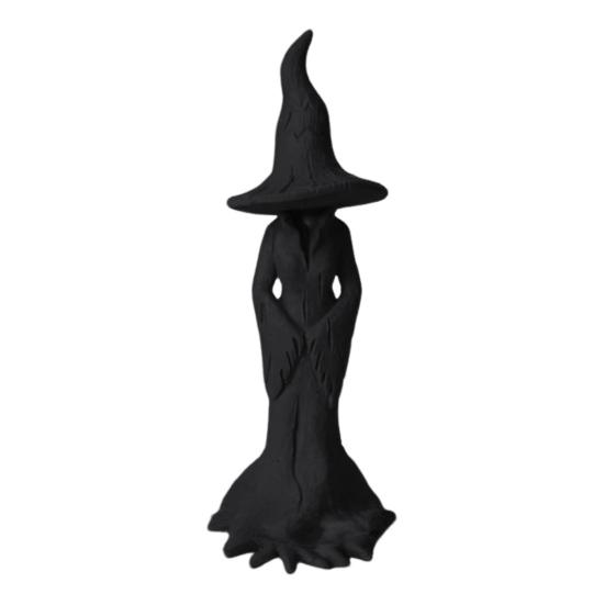 1/2Pcs Hand-Painted Enchanting Witch Statue Halloween Tree Root Black Witch Figurine Resin Sculpture Home Holiday Party Decoration Ornament