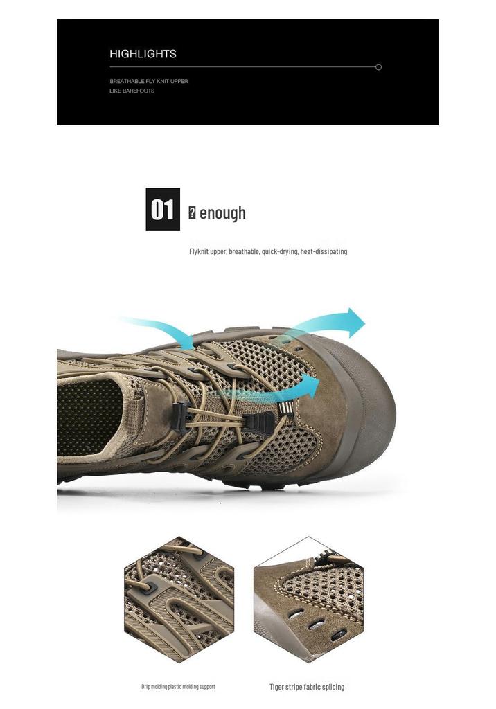 2025 Summer Mesh Men's Lightweight Outdoor Sports Shoes - Soft Sole, Casual, for Hiking and Water Crossing