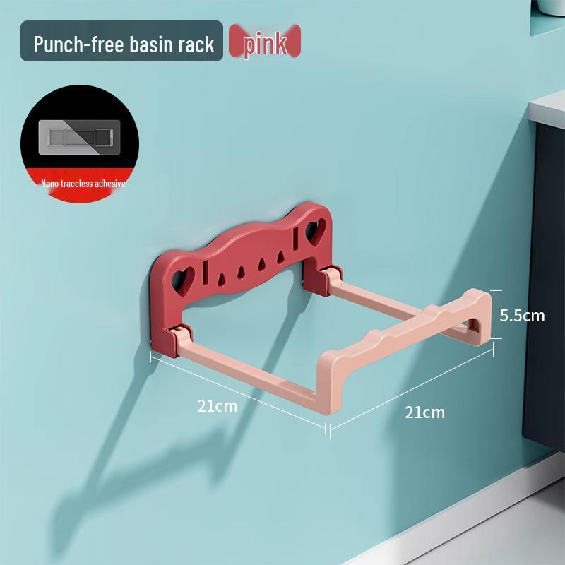 Foldable Wall-Mounted Bathroom Organizer: Punch-Free Storage Shelf & Basin Rack