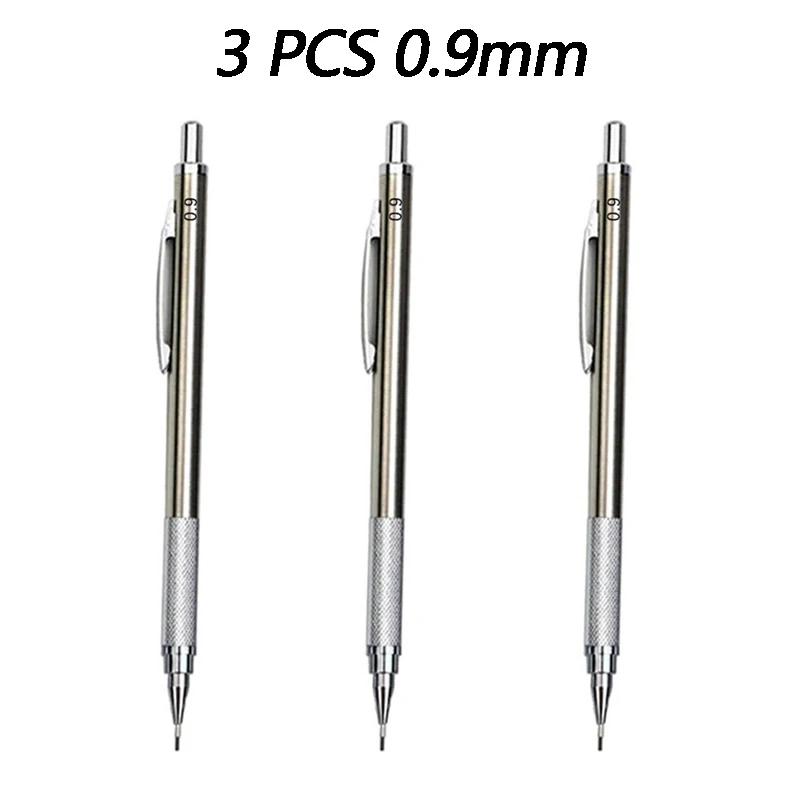 1/2/3 PCS Metal Drawing Pencils 0.3 0.5 0.7 mm HB Art Sketch Writing Mechanical Pencil Leads School Office Supplies Stationery