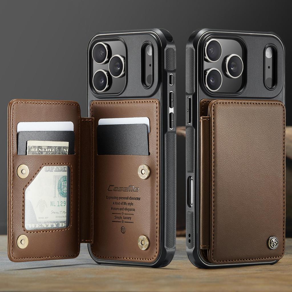 CaseMe-C22 Protective Skins For iPhone  17/17 Air/17 Pro/17 Pro Max , Luxury PU Leather Case Wallet Card Holder Phone Cover for Woman Man