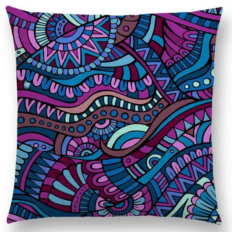 Hot Sale Bestselling African Animal Symbol Block Bohemian Geometric Floral Design Paisley Carnival Mandela Sofa Cushion 45*45cm