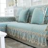 European Style Large Skirt Sofa Mat Four Seasons Short Plush Anti Slip Sofa Cover Simple Lace Solid Color Backrest Towel