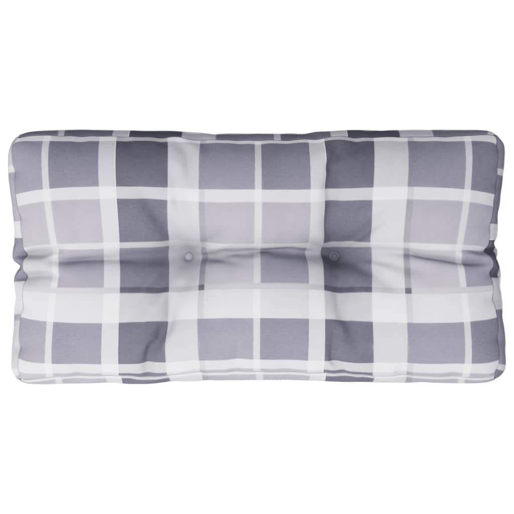 Grey Checkered Pallet Cushion 70 X 40 X 12 Cm Fabric