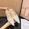 Spring new pointed head thin heel high heel temperament not tired feet fashionable sexy bag head lace half drag