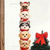 Christmas Wall Decals for Home Puppy Stickers, Removable Self-adhesive Dog Walls Doors, PVC Stacked Puppies Cute Santa Room Decor Art with Hats