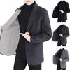 Yousheng Wool Suit Coat Lapel Long Sleeve Single Breasted Two-Button Jacket with Pockets Solid Color Suit Jacket