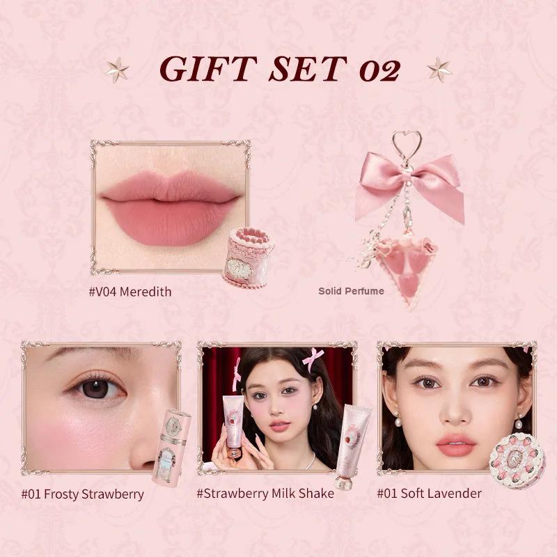 Flower Knows Strawberry Cupid Professional Makeup Set For Women Full Kit Gift Box Eyeshadow Lip Cream Blush Compact Powder Sets