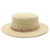 Flat Top Hat Straw Hat Ladies Summer Beach Hat Shade Sun Protection Resort Hat Flat Brim Jazz Hat