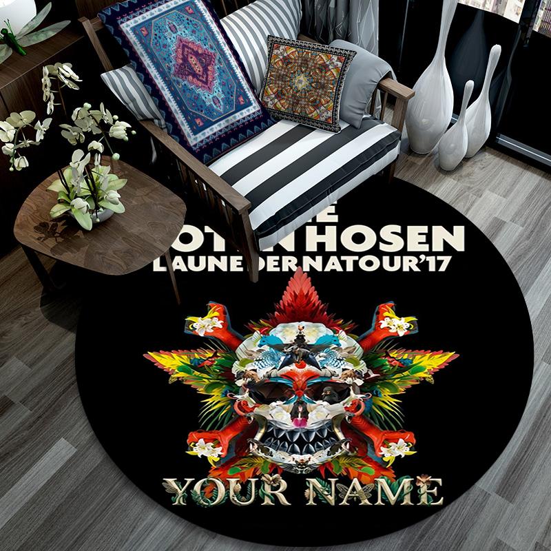 Benutzerdefinierter Name,Runder Teppich im Die Toten Hosen Muster,Teppich für Wohnzimmer Schlafzimmer Spielzimmer,Rutschfeste Bodenmatte,Urlaubsgeschenke und Geburtstagsgeschenke.