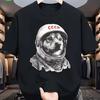 Funny Vintage Laika Space Dog Astronaut Graphic Print Design Men T Shirt Tee Women Cotton Summer Spring Oversize Novelty Tops