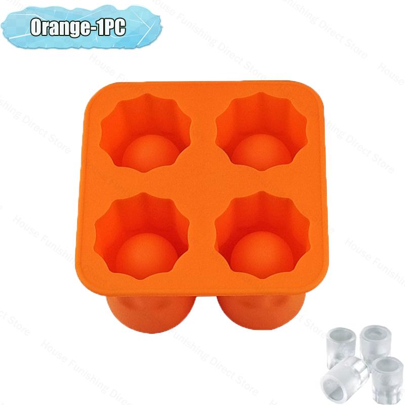 4 Cup Shape Silicone Ice Cube Mold Tray Summer Bar Party DIY Cold Drink Ice Compartment Mold Ice Cup Ice Cube Tray Kitchen Tool