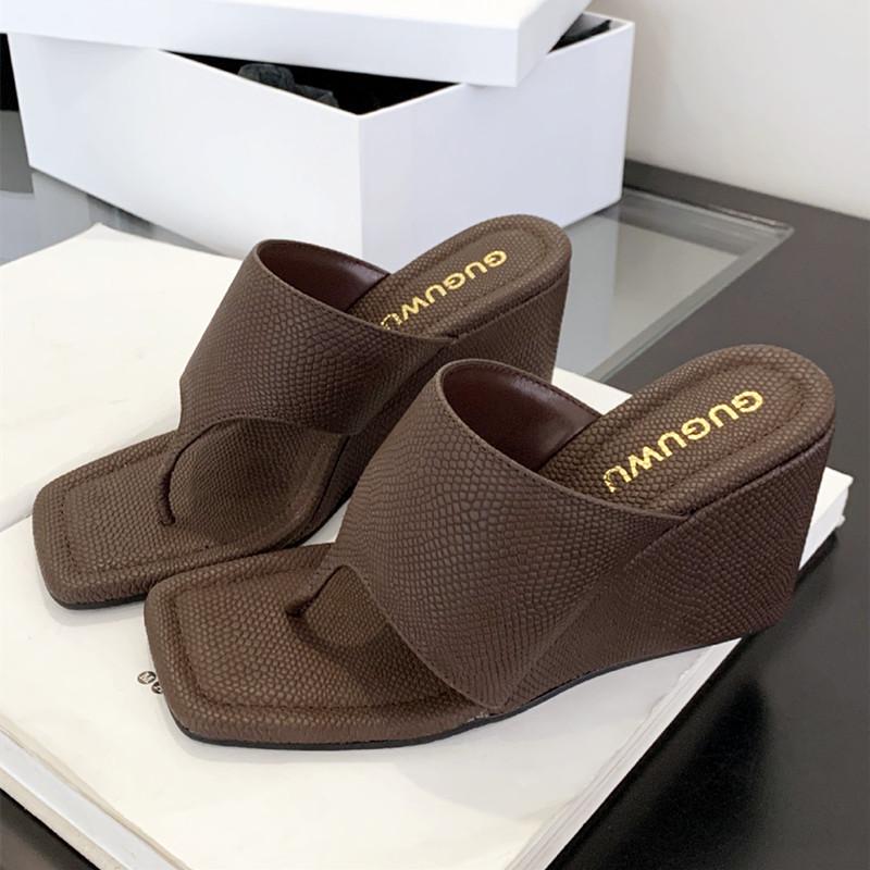 

Fashion Novelty Designer Clip Toe Women s Slippers Fashion High Heel Wedge Platform Sandals Summer Comfort Flip Flops Sandalias De Mujer 39 коричневый