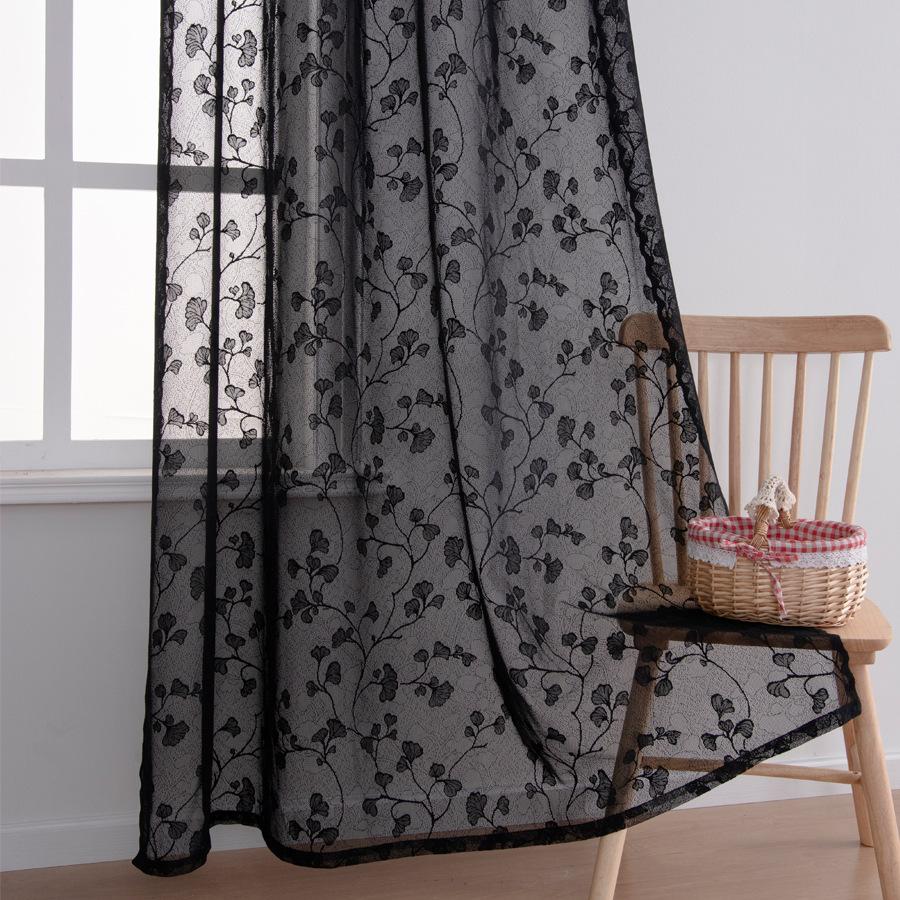 European Style Sheer Curtains with Gourd Floral Embroidery - Lightweight Polyester Fabric, Easy Install Grommet Top Design