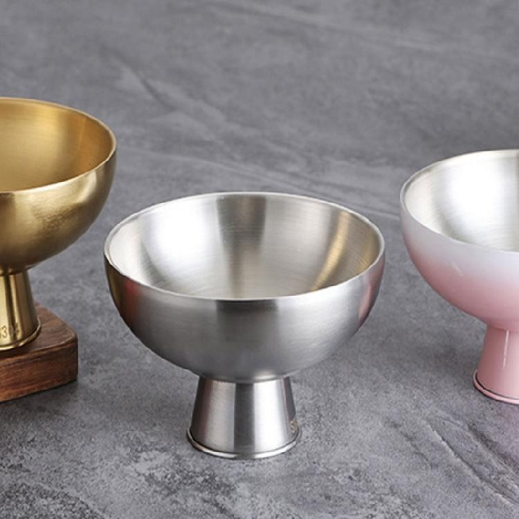 Double Walled Footed Stainless Steel Dessert Container Puddings Cup Ice Cream Bowl For Birthday Parties And Coffee Shops