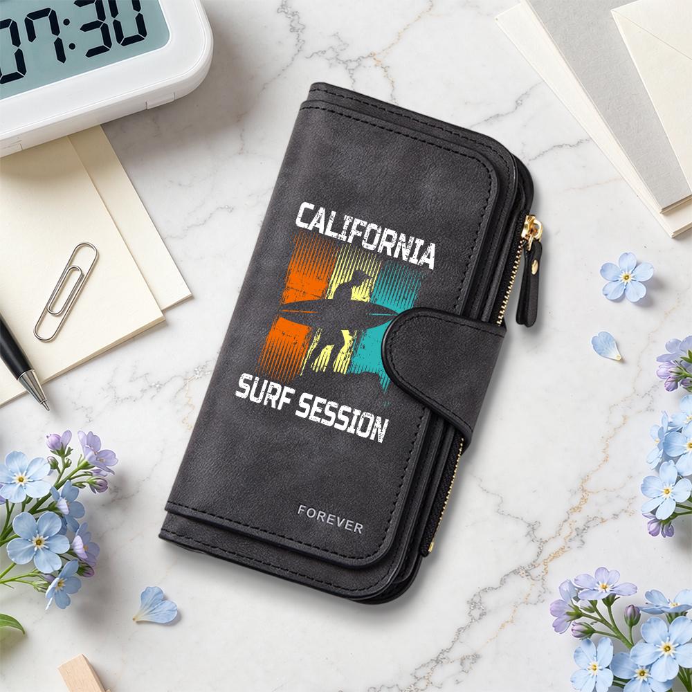 California Surf Style Long Wallet Fashion Casual Large Capacity Purse