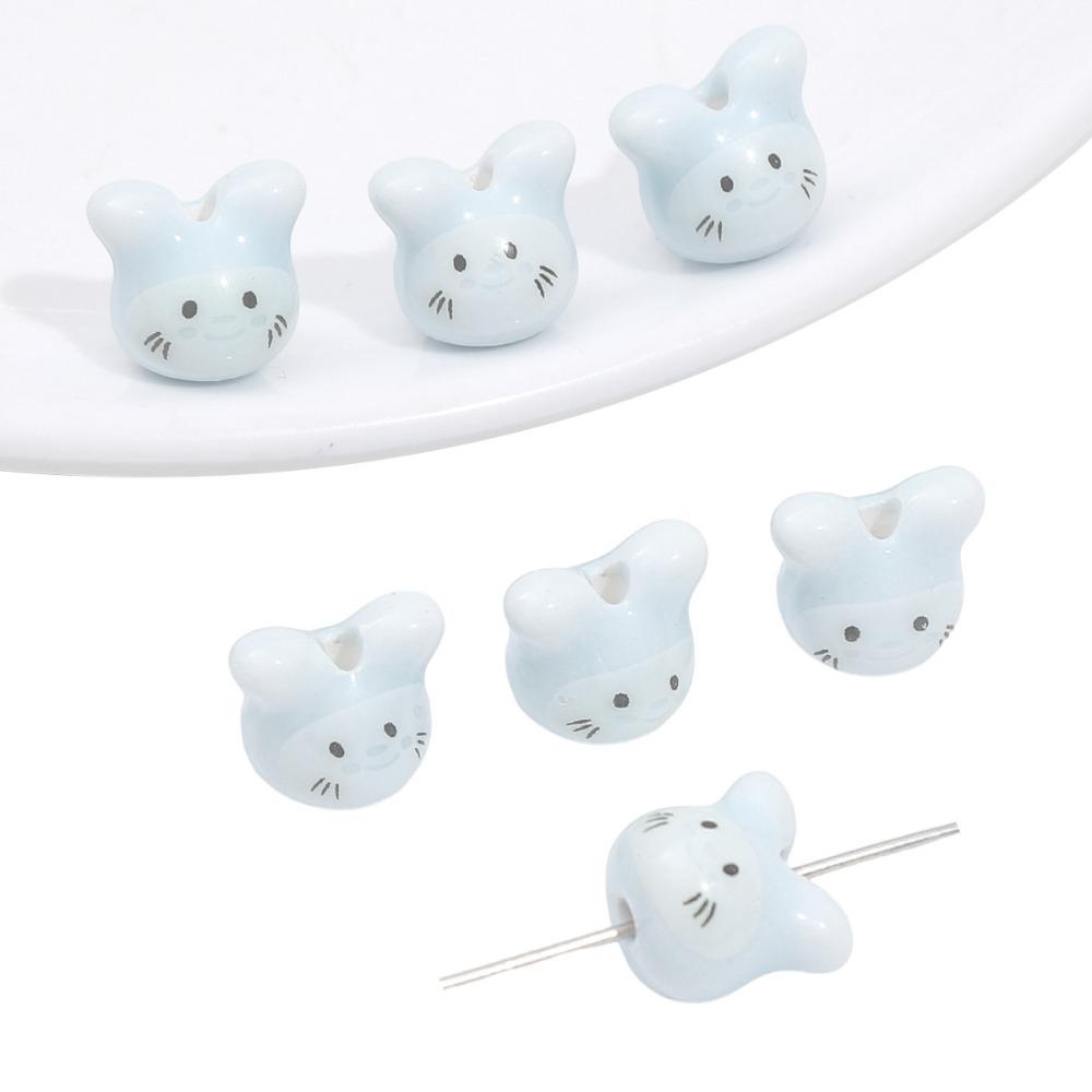 10Pcs Ceramic Cute Rabbit Ceramic Beads Rabbit Rabbit Shape Porcelain Bead  Necklace Accessories