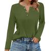 Women's T Shirt Solid Color Button Long Sleeve Daily Weekend Fashion Basic V- Neck Regular Top