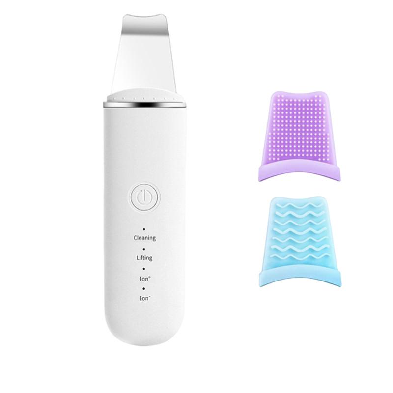 Ultrasonic Skin Scrubber Peeling Blackhead Remover Deep Face Cleaning Ultrasonic Ion Acne Pore Cleaner Facial Shovel Scrubber White