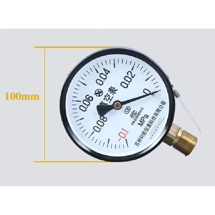 Pressure Gauge Pointer Type Negative Pressure Gauge Y100mm -0.1-0MPa Vacuum Gauge Vacuum