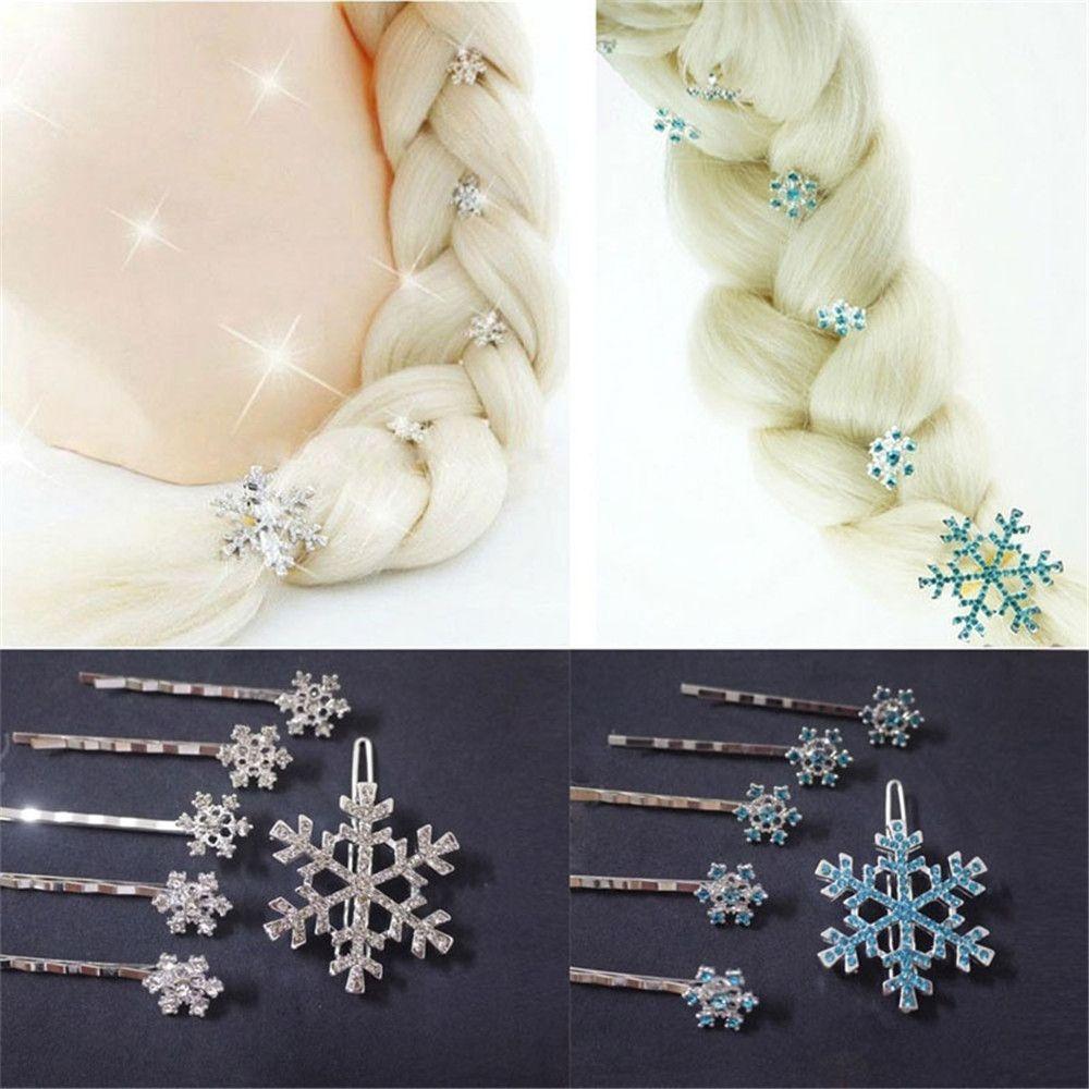 Girls Shiny Christmas Hair Clips Crystal Snowflake Hairpins Hair Accessories Rhinestone Barrette