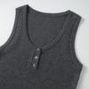 Early Autumn 100% Wool U-Neck Knit Vest: Three-Button, Waist-Cinched, Slim Fit Sleeveless.
