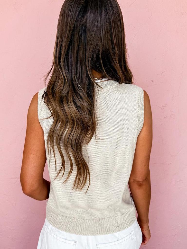 Summer Sleeveless Women's Loose Casual Flag Print Top, Round Neck European American Style