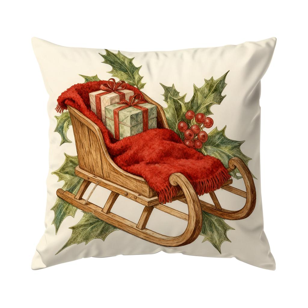 Retro Christmas Theme Pillowcase Printed Polyester 40/45/50Cm Throw Pillowcover Decorative Sofa Cushion Pillowslip Home Decor