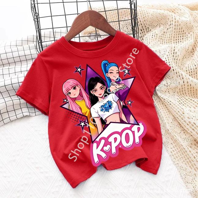 Kpop Childrens T Shirt Cartoon Graphic Short Sleeve Summer Comfortable Top Funny Gift for Fans Harajuku TShirts Girls Clothes