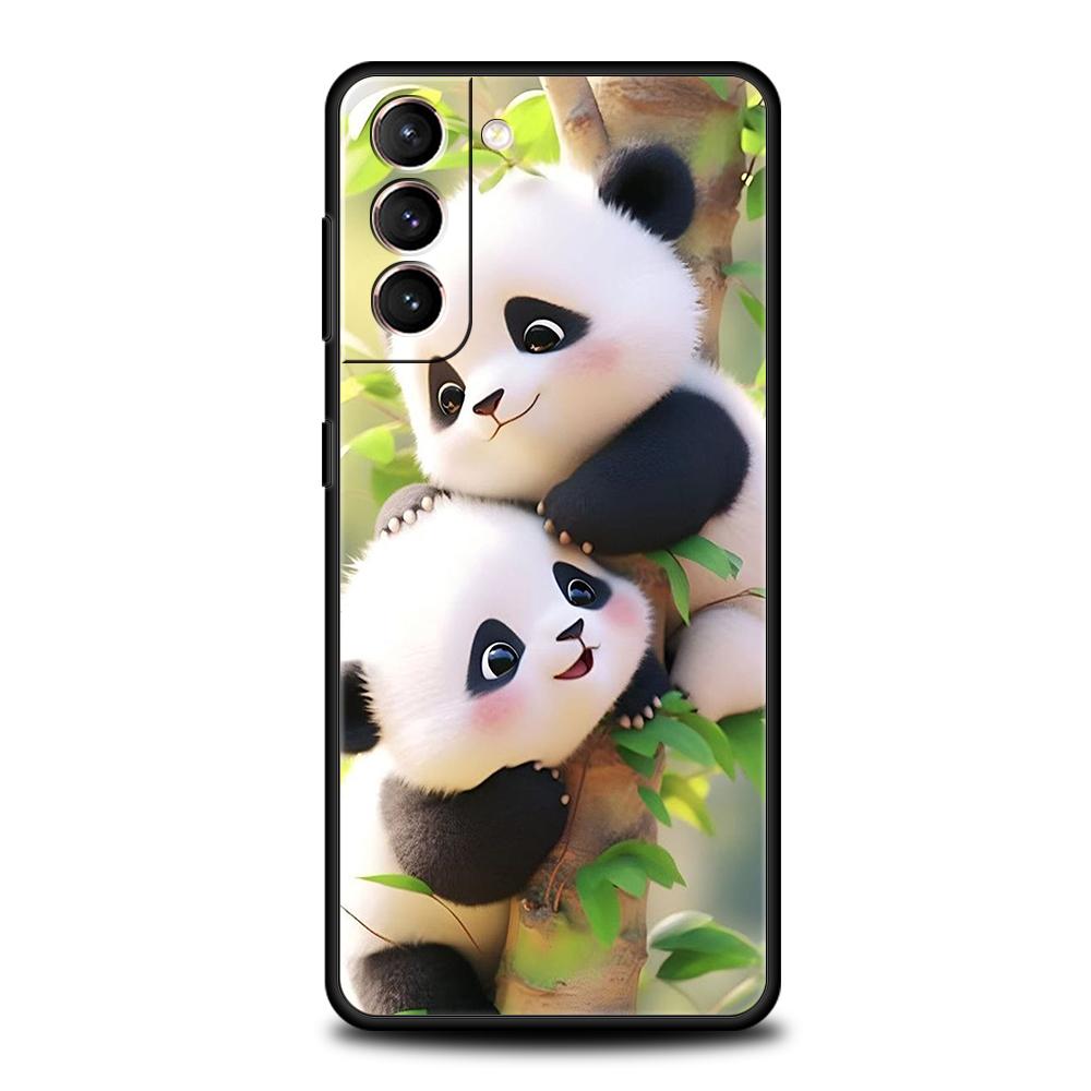 Cartoon Niedlicher Panda Handyhülle für Samsung Galaxy S24 S23 S22 S20 S21 FE Ultra S10 S10E S9 S8 Plus 5G Silikonhülle Fundas Tasche