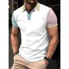 Men's Summer Short Sleeve Polo Shirts, Classic Striped Sporty Top, Fashionable Lapel Button-Up Men's Polo Shirts