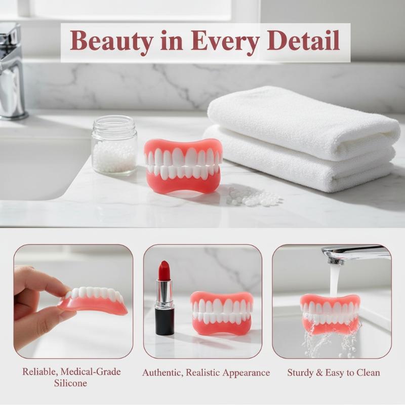 Easy Use Disposable Smiling False Teeth with Filling Glue Upper Lower Veneers for Photo Shooting Dating