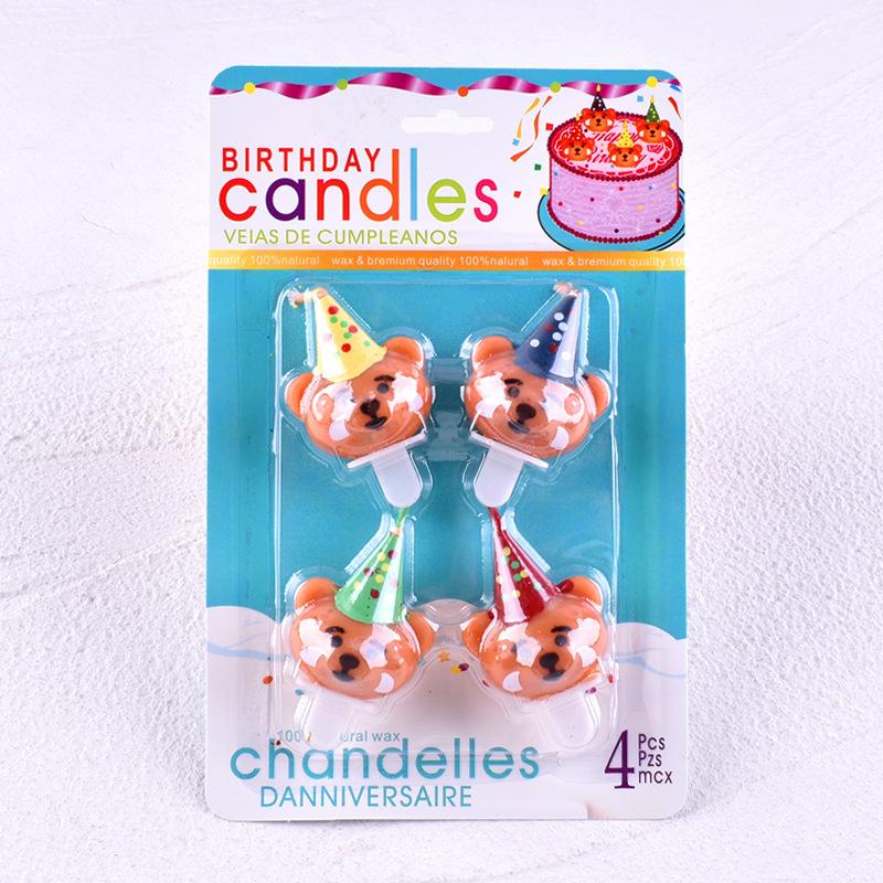 Korean Ins Bear Candle Cake Decoration Cute Cartoon Bear Birthday Candle Children Party Baking Dress