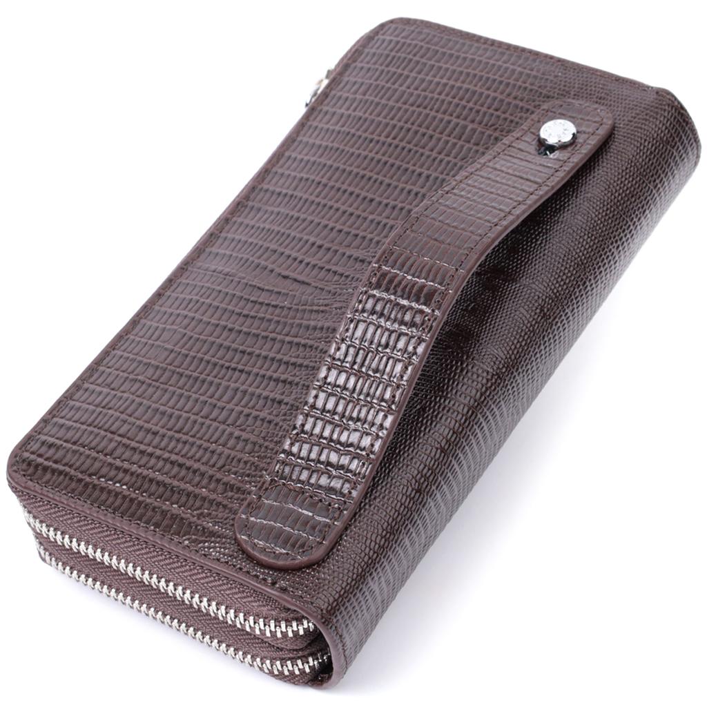 Roomy Men's Wallet-clutch with Two Compartments KARYA Wallet 22823 Wallet Made of Genuine Leather Brown