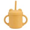 1 Pcs Silicone Sippy Cup Panda Pattern Baby Learning Training Cup Drop Resistant Silicone Sippy Cup with Handles Spout Lid